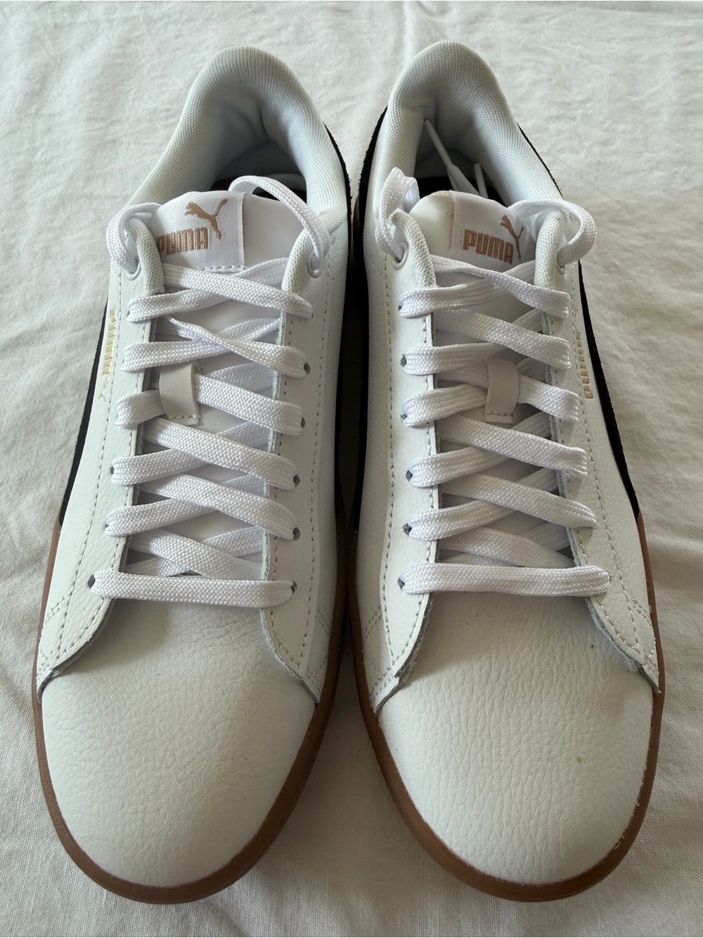 Puma Palermo White Sneakers with Brown Sole